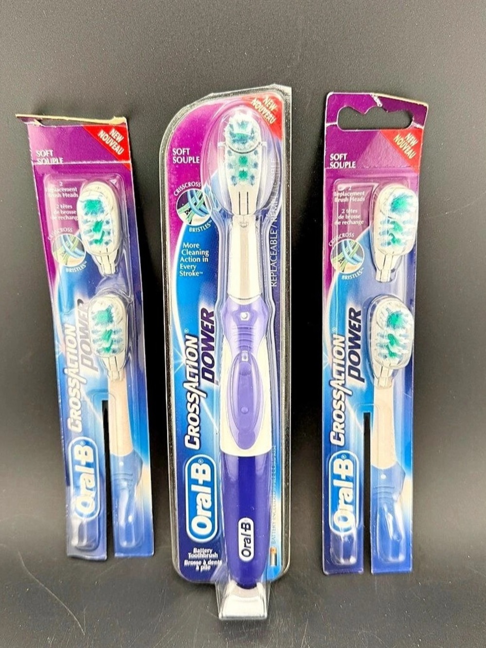 Oral-B CrossAction Power Battery Toothbrush & 4 Replacement Heads Soft Purple